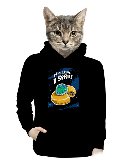 Přicházíme v sýru dámská mikina klokanka Black