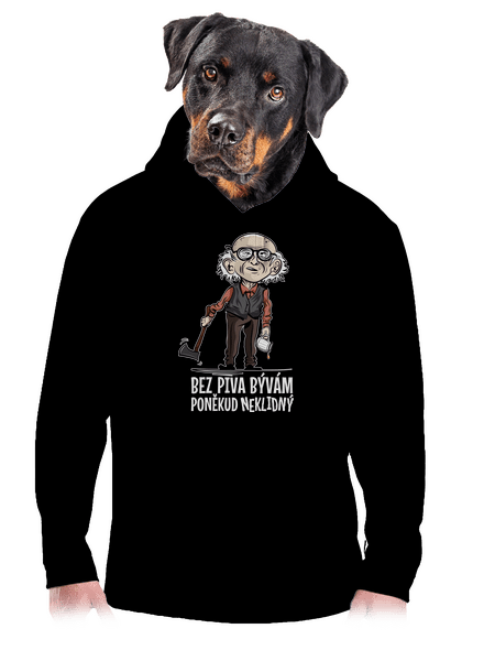 Neklidný bez piva pánská mikina klokanka Black