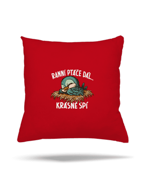 Ranní ptáče spí polštář Red