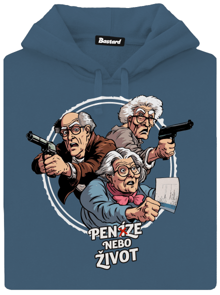 Penze nebo život dámská mikina klokanka Denim