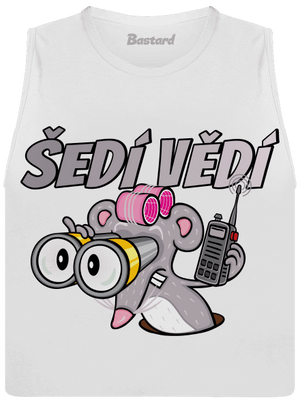 Šedí vědí - myš dámské tílko volné White