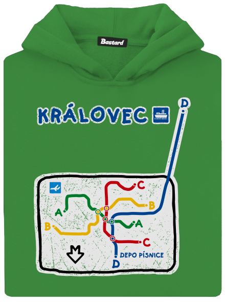 Metro Královec dětská mikina klokanka Kelly Green AWD