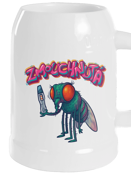 Zmouchnutá půllitr White