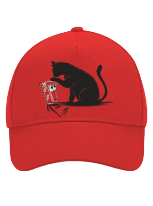 Kočka a sklenice kšiltovka baseballka Classic Red