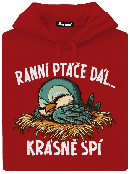 Ranní ptáče spí dámská mikina klokanka Red Mal