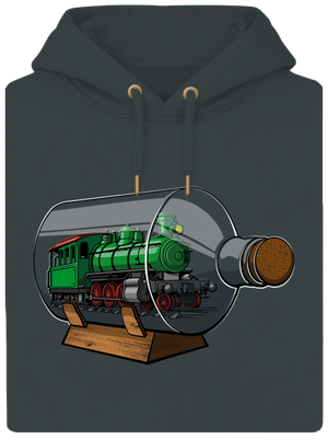 Lokomotiva v láhvi unisex mikina premium Charcoal