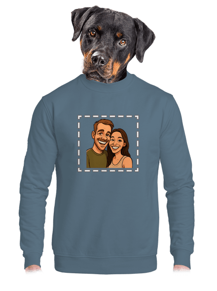 Karikatura z vlastní fotky unisex mikina bez kapuce Nordic Blue