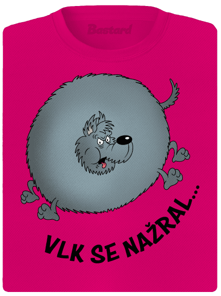 Vlk se nažral dámské sportovní tričko Neon Pink
