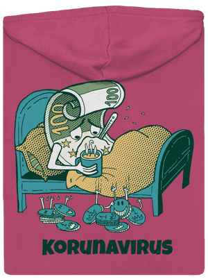 Korunavirus v posteli dámská mikina na zip Magenta