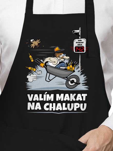 Valím na chalupu zástěra Black