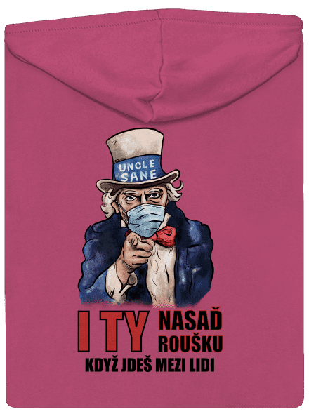Nasaď roušku dámská mikina na zip Magenta