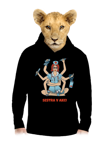 Sestra v akci dětská mikina klokanka Black