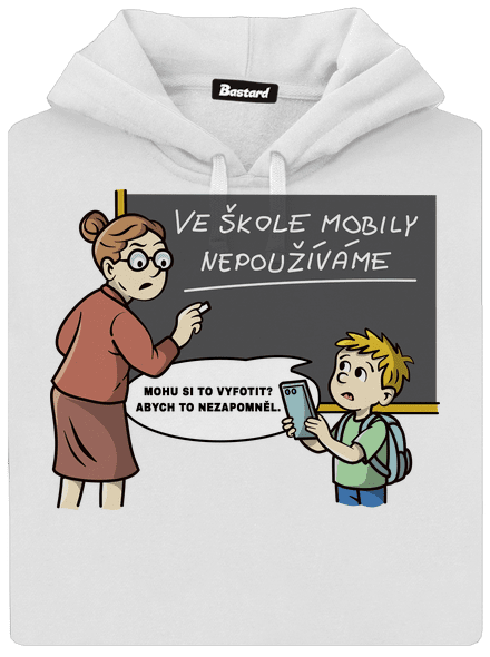 Mobily ve škole dámská mikina klokanka White