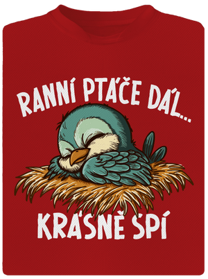 Ranní ptáče spí pánské sportovní tričko Red Mal