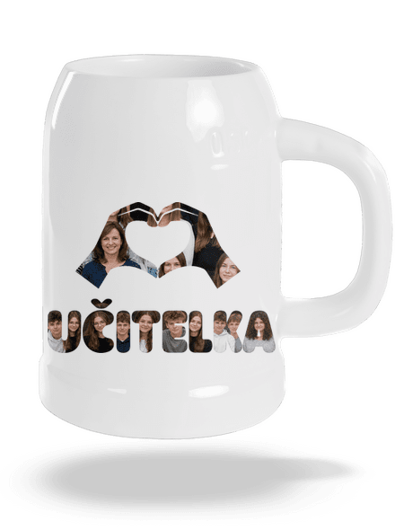 Nápis pro učitele z vlastních fotek půllitr White