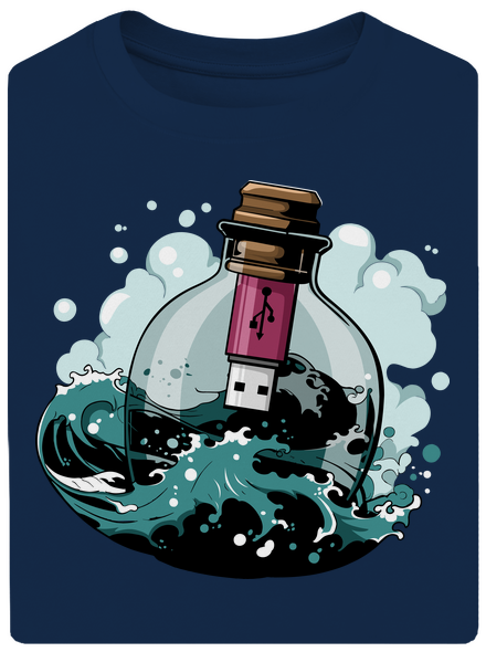 USB vzkaz v láhvi unisex tričko oversized Midnight Blue
