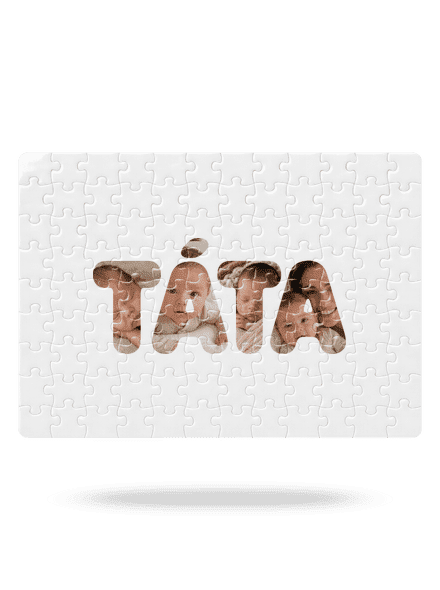 Nápis táta z vlastních fotek puzzle White