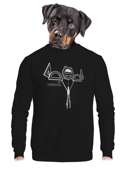 Vyrýsovanej unisex mikina bez kapuce Black