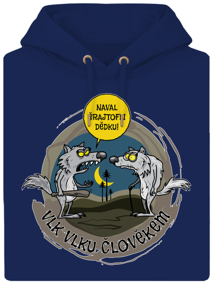 Vlk vlku člověkem unisex mikina premium Navy