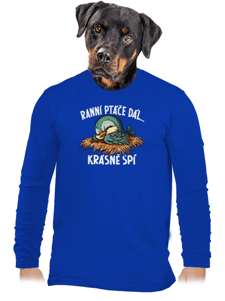 Ranní ptáče spí pánské dlouhý rukáv Royal Blue