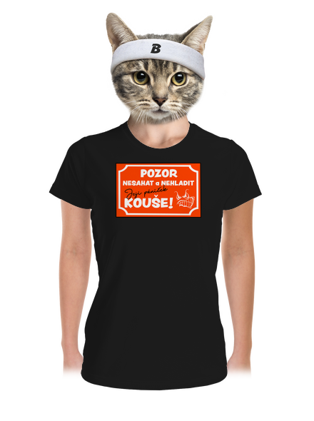 Pozor, nesahat dámské sportovní tričko Black