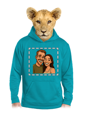 Karikatura z vlastní fotky dětská mikina klokanka Hawaiian Blue