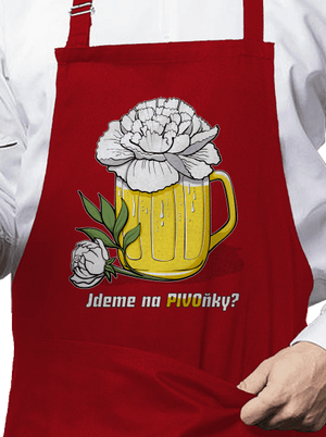 Pivoňky zástěra Red