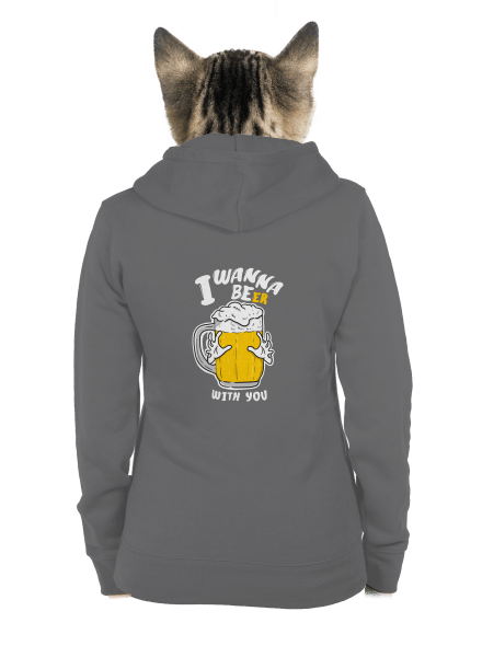 I wanna beer dámská mikina na zip Steel Gray