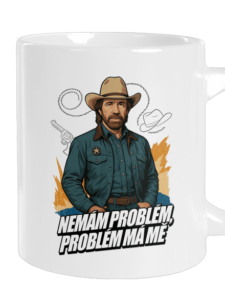 B19: Chuck Norris z Walker, Texas Ranger velký hrnek White