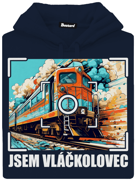 Jsem vláčkolovec pánská mikina klokanka Navy