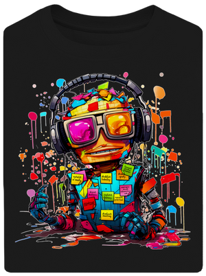 Workaholic robot unisex tričko oversized Black