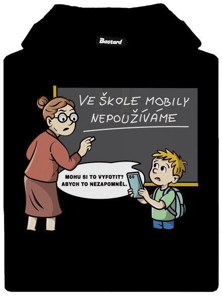 Mobily ve škole pánská mikina klokanka Black