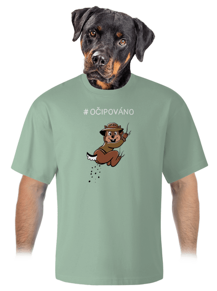 Očipováno unisex tričko oversized Sage