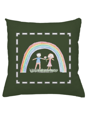 Dětské kresby - nahraj vlastní polštář Olive Green