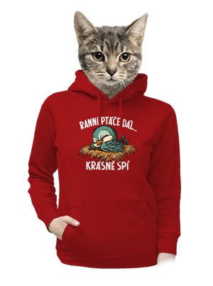 Ranní ptáče spí dámská mikina klokanka Red Mal