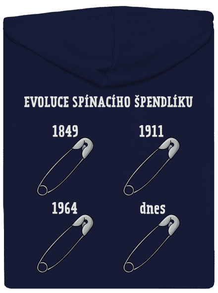 Evoluce spínacího špendlíku pánská mikina na zip Navy