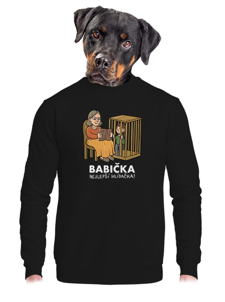 Babička hlídačka unisex mikina bez kapuce Black
