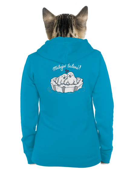 Miluju tulení dámská mikina na zip Blue Atol