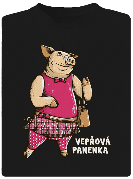 Vepřová panenka dětské sportovní tričko Black