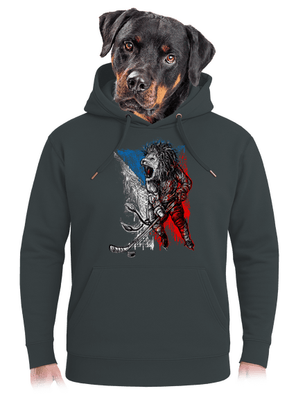 Hokejový lev unisex mikina premium Charcoal
