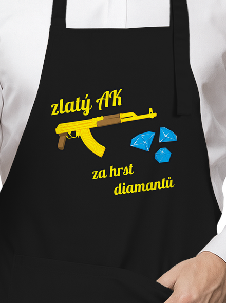 Zlatý AK zástěra Black