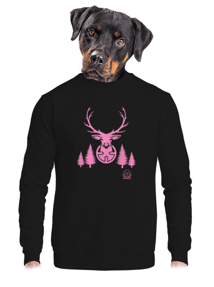 Jelen růžový unisex mikina bez kapuce Black