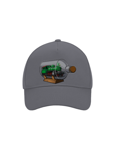 Lokomotiva v láhvi kšiltovka baseballka Graphite grey