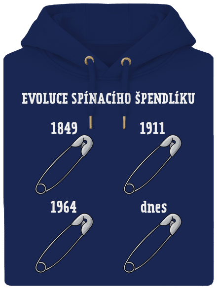 Evoluce spínacího špendlíku unisex mikina premium Navy