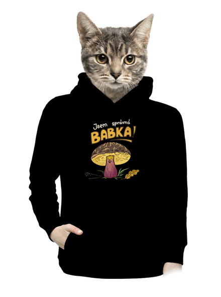 Babka a hříbeček dámská mikina klokanka Black