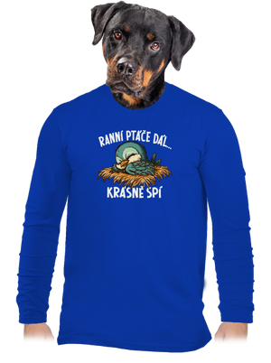 Ranní ptáče spí pánské dlouhý rukáv Royal Blue