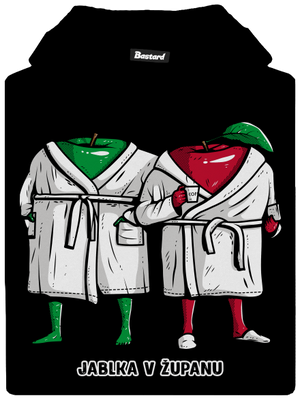 Jablka v županu dětská mikina klokanka Black