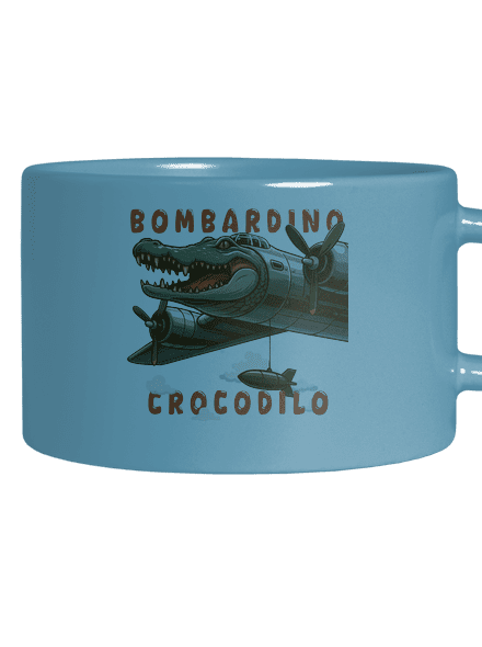 Bombardino Crocodilo – Italian Brainrot hrnek makronka Blue Macaron