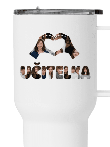Nápis pro učitele z vlastních fotek termohrnek White