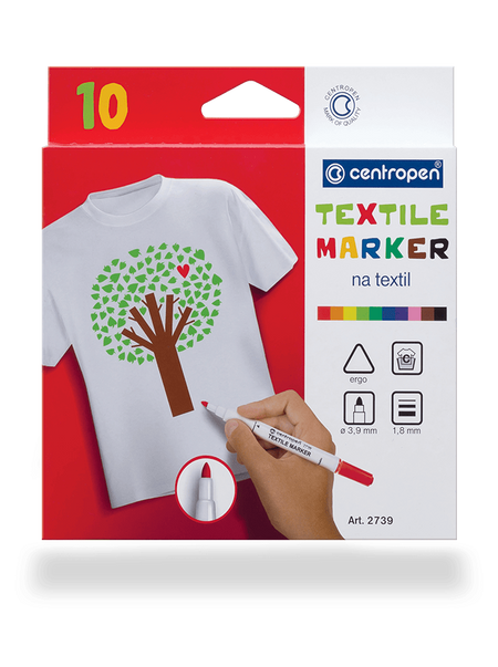 Centropen fixy na textil – 10 barev